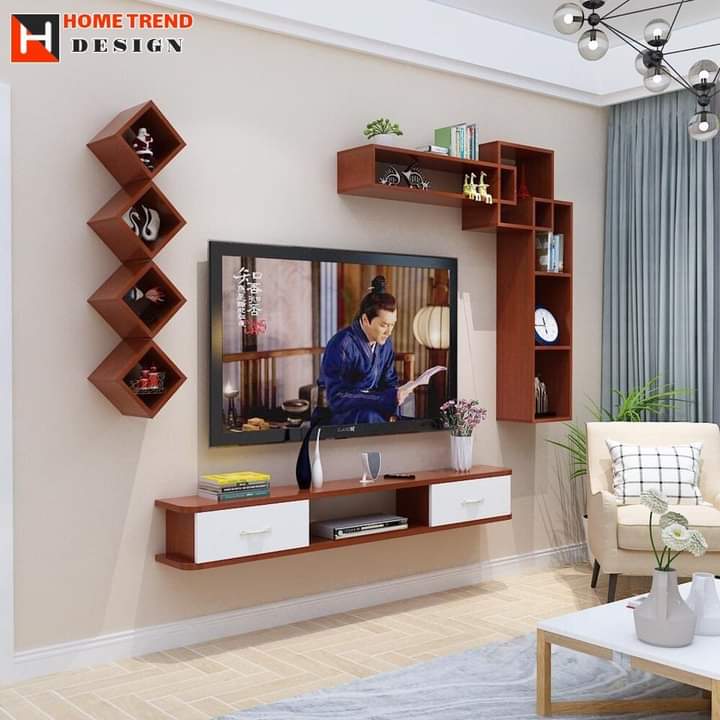 Kệ Ti Vi Gỗ Ép Công Nghiệp Treo Tường Mẫu 02 Hải Phòng